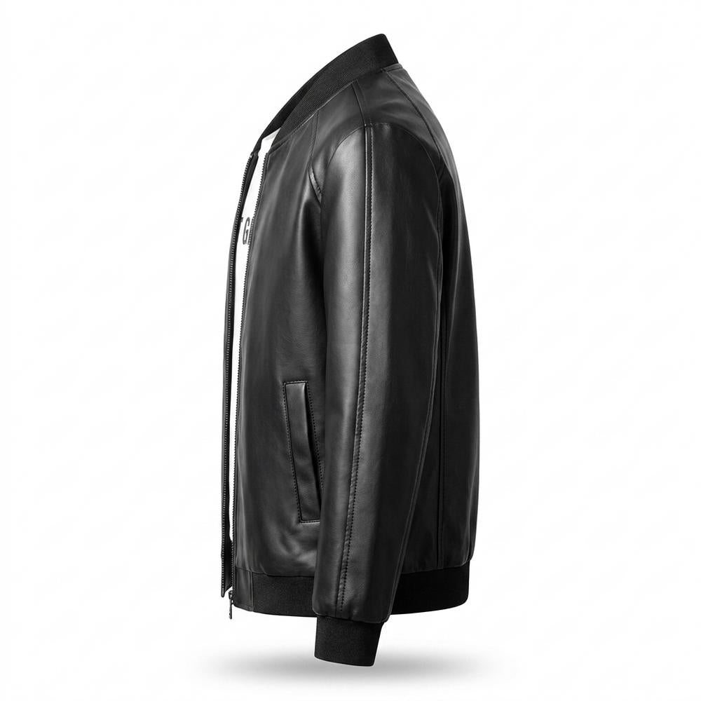 Lederjacken Outlet24 - Cogiv | Glatte Gefütterte Lederjacke Herren