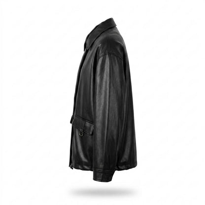 Lederjacken Outlet24 - Tuwol | Übergroße Glatte Lederjacke Unisex