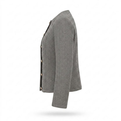 Lederjacken Outlet24 - Rotut | Fischgratgemustert Tailliert Jacke Damen