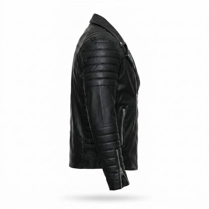 Lederjacken Outlet24 - Yerek | Gesteppt Asymmetrisch Lederjacke Herren