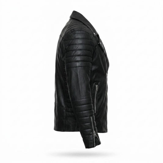 Lederjacken Outlet24 - Yerek | Gesteppt Asymmetrisch Lederjacke Herren