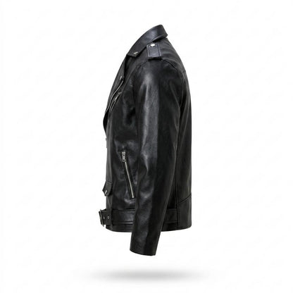 Lederjacken Outlet24 - Vuren | Asymmetrisch Gegürtelt Lederjacke Unisex
