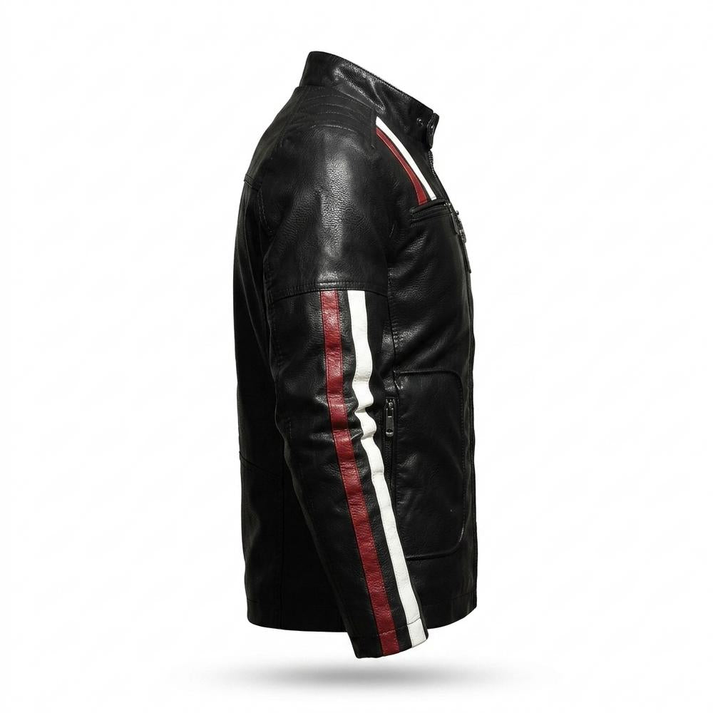 Lederjacken Outlet24 - Takuk | Gestreift Tailliert Lederjacke Herren