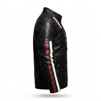 Lederjacken Outlet24 - Takuk | Gestreift Tailliert Lederjacke Herren