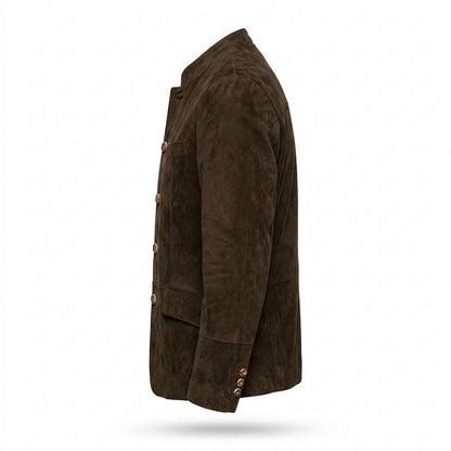 Lederjacken Outlet24 - Tetom | Einreihig Aufgeraut Wildleder-Jacke Herren
