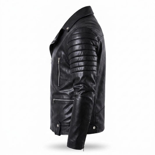 Lederjacken Outlet24 - Auful | Asymmetrisch Gesteppt Lederjacke Herren