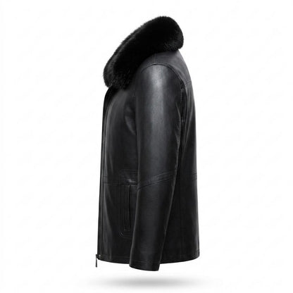 Lederjacken Outlet24 - Eeror | Gefütterte Fellbesetzte Lederjacke Herren