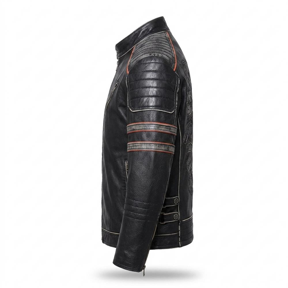 Lederjacken Outlet24 - Mafom | Geprägt Tailliert Lederjacke Herren