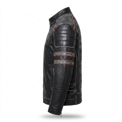 Lederjacken Outlet24 - Mafom | Geprägt Tailliert Lederjacke Herren