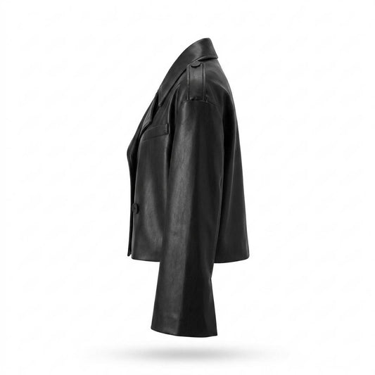 Lederjacken Outlet24 - Cisin | Kurze Zweireihige Lederjacke Damen