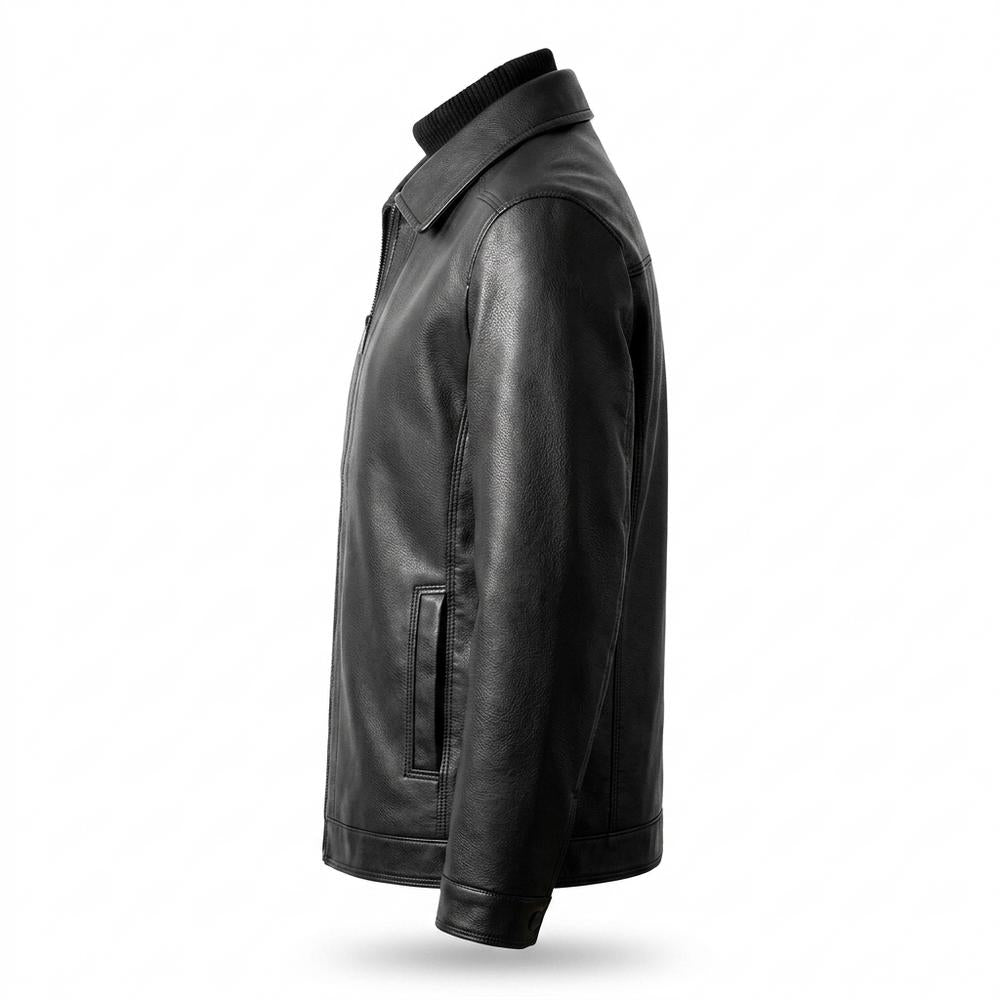 Lederjacken Outlet24 - Eewer | Gerade Geschnittene Gekörnte Lederjacke Herren