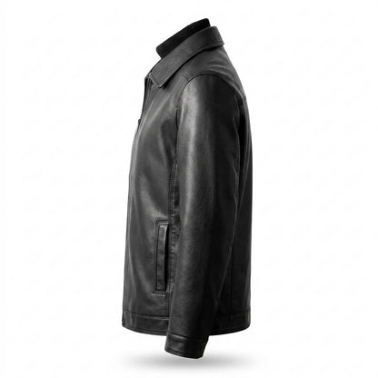 Lederjacken Outlet24 - Eewer | Gerade Geschnittene Gekörnte Lederjacke Herren