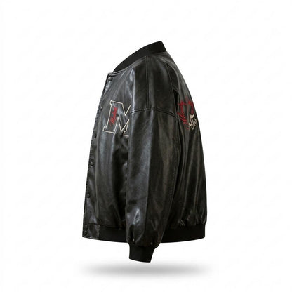 Lederjacken Outlet24 - Liles | Bestickt Geknöpft Lederjacke Unisex