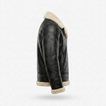 Lederjacken Outlet24 - Kunov | Breitkragige Gefütterte Lederjacke Herren