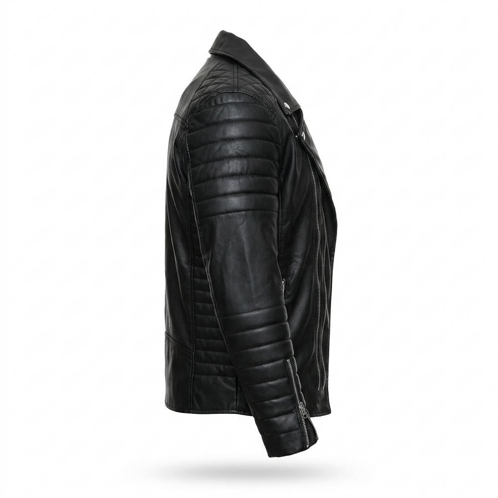 Lederjacken Outlet24 - Zepik | Asymmetrisch Gesteppt Lederjacke Herren