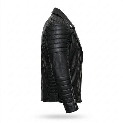 Lederjacken Outlet24 - Zepik | Asymmetrisch Gesteppt Lederjacke Herren
