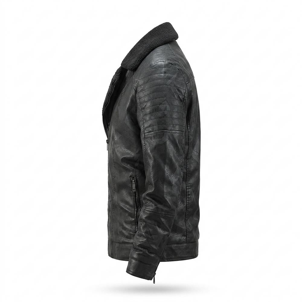 Lederjacken Outlet24 - Tadol | Gefütterte Strukturierte Lederjacke Herren
