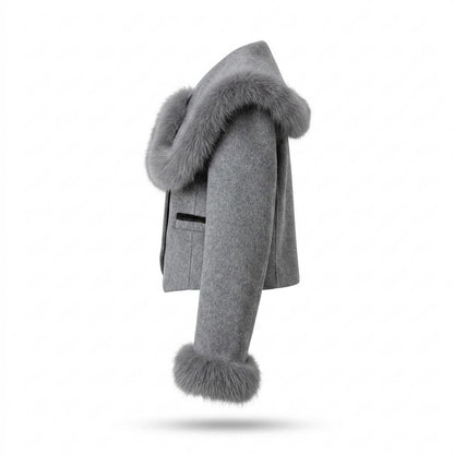 Lederjacken Outlet24 - Zezel | Kurzgeschnittene Pelzbesetzte Jacke Damen