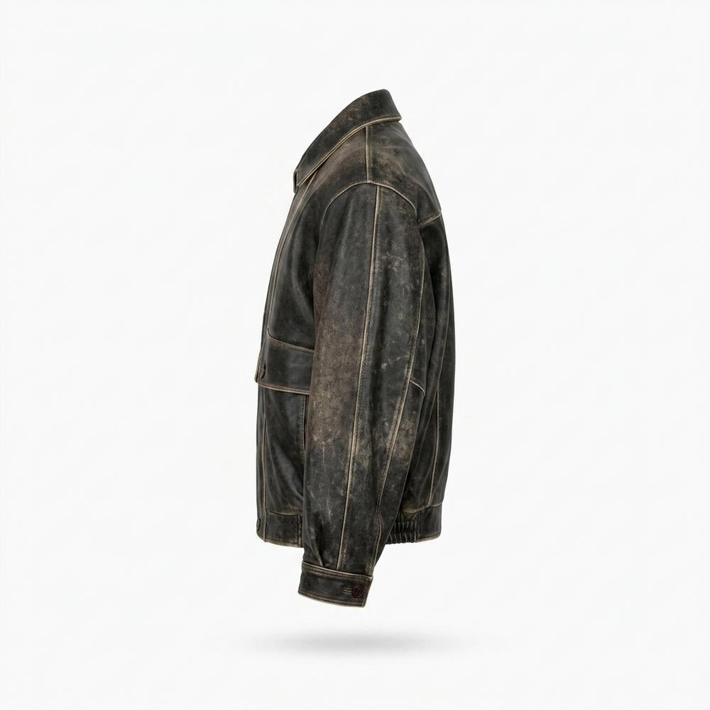 Lederjacken Outlet24 - Tavok | Patiniert Oversized Lederjacke Unisex