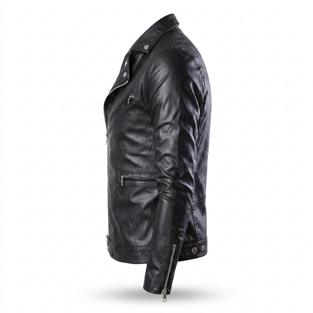 Lederjacken Outlet24 - Eavek | Taillierte Asymmetrische Lederjacke Herren