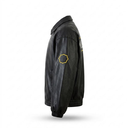 Lederjacken Outlet24 - Caput | Bestickte Weitgeschnittene Lederjacke Unisex