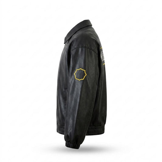 Lederjacken Outlet24 - Caput | Bestickte Weitgeschnittene Lederjacke Unisex