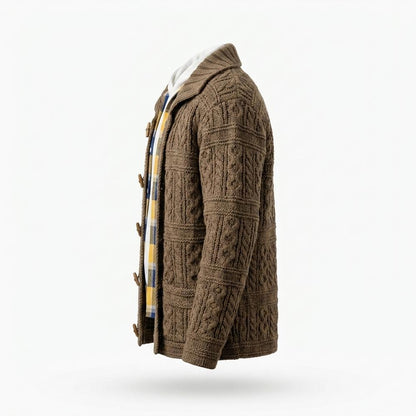 Lederjacken Outlet24 - Tamun | Grobgestrickt Strukturiert Strickjacke Herren