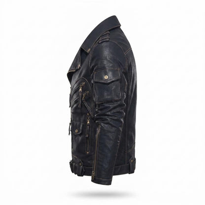 Lederjacken Outlet24 - Silik | Asymmetrisch Aufwendig Lederjacke Herren