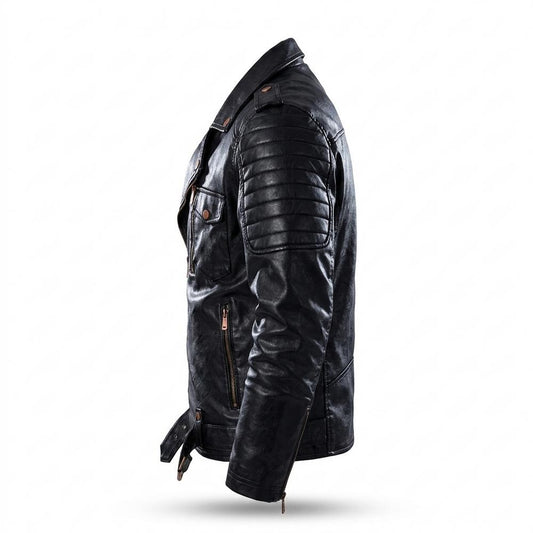 Lederjacken Outlet24 - Mewev | Asymmetrisch Gesteppt Lederjacke Herren