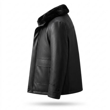 Lederjacken Outlet24 - Vufod | Gefütterte Geknöpfte Lederjacke Herren