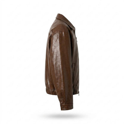 Lederjacken Outlet24 - Lamin | Gefütterte Glänzende Lederjacke Herren