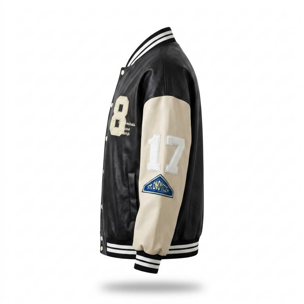 Lederjacken Outlet24 - Aozer | Bestickte Geknöpfte Lederjacke Unisex