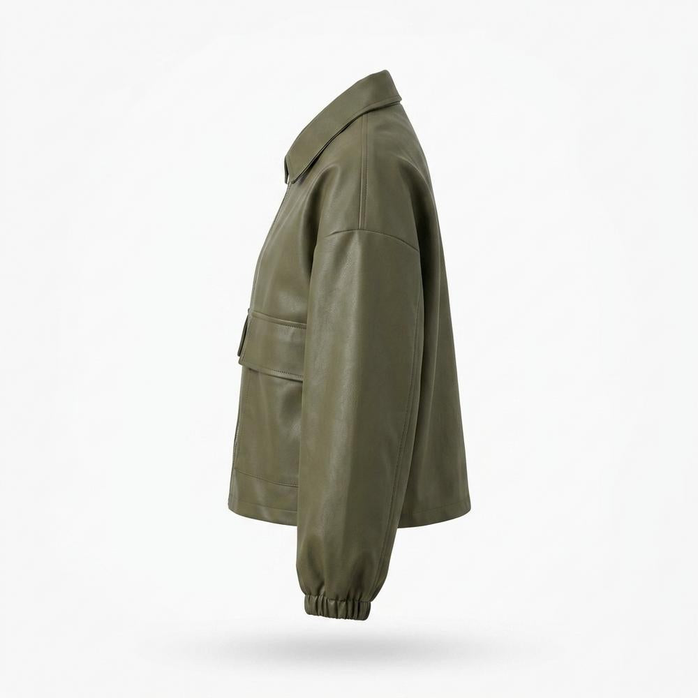 Lederjacken Outlet24 - Nihil | Kurze Kastige Lederjacke Damen