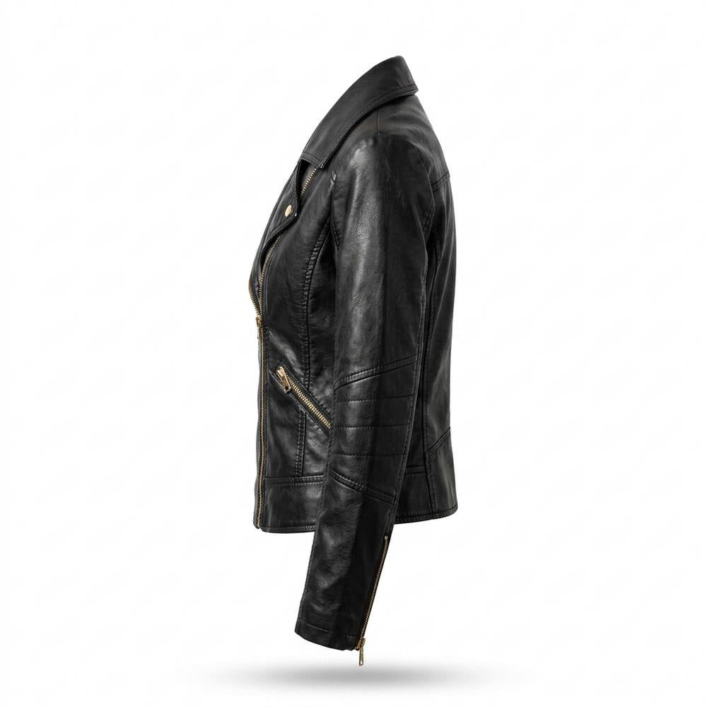 Lederjacken Outlet24 - Lotur | Asymmetrisch Gesteppt Lederjacke Damen