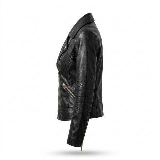 Lederjacken Outlet24 - Lotur | Asymmetrisch Gesteppt Lederjacke Damen