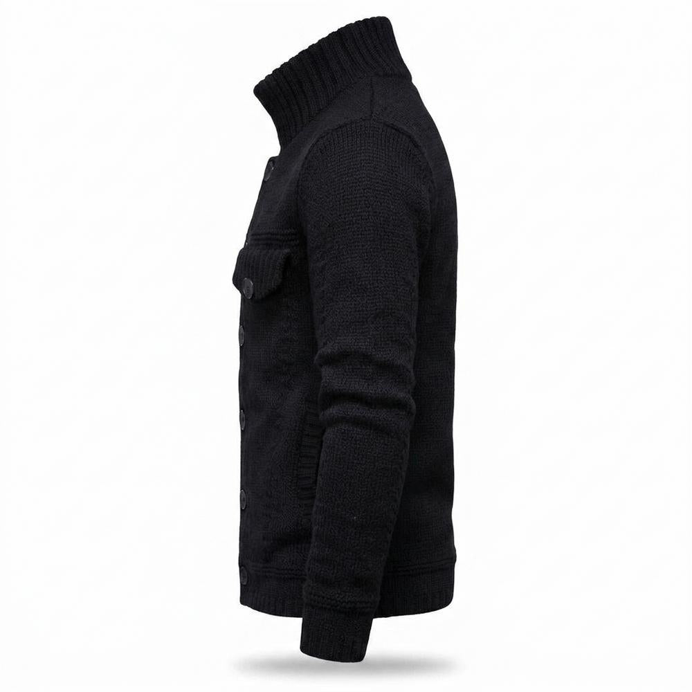 Lederjacken Outlet24 - Tolod | Strukturiert Geknöpft Strickjacke Herren