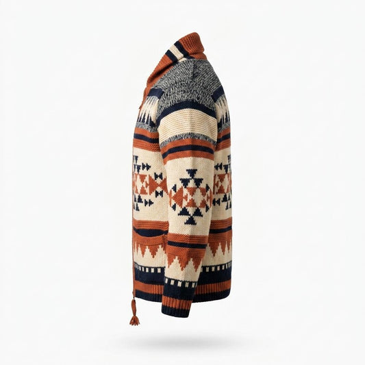 Lederjacken Outlet24 - Yuhik | Gemusterte Grobstrick Strickjacke Herren