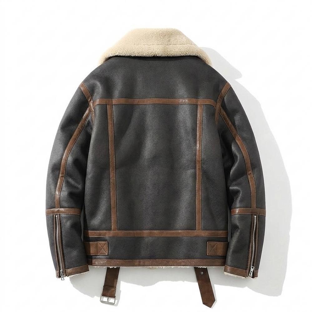 Lederjacken Outlet24 - Rabid | Gefütterte Asymmetrische Lederjacke Herren