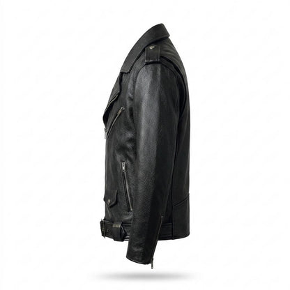 Lederjacken Outlet24 - Kesen | Asymmetrisch Genarbt Lederjacke Unisex