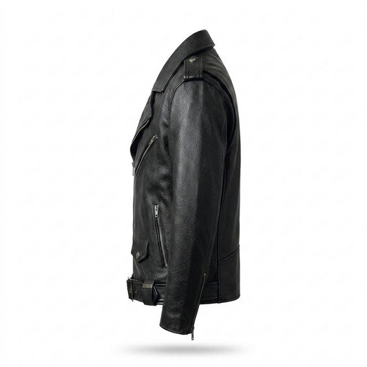 Lederjacken Outlet24 - Kesen | Asymmetrisch Genarbt Lederjacke Unisex