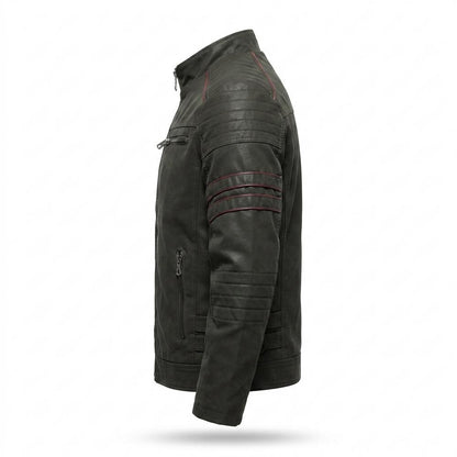 Lederjacken Outlet24 - Ranal | Gesteppte Paspelierte Lederjacke Herren