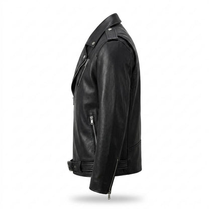 Lederjacken Outlet24 - Sopol | Asymmetrische Gefütterte Lederjacke Herren