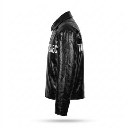 Lederjacken Outlet24 - Lawen | Bedruckte Strukturierte Lederjacke Unisex
