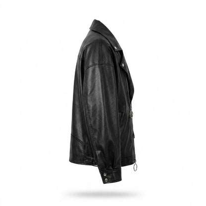 Lederjacken Outlet24 - Mosot | Locker Geschnitten Asymmetrisch Lederjacke Unisex