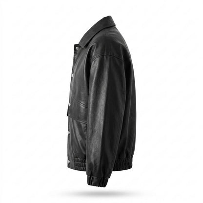 Lederjacken Outlet24 - Dakod | Gefütterte Geknöpfte Lederjacke Herren