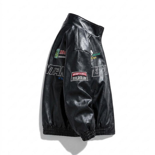 Lederjacken Outlet24 - Numat | Bestickte Grafische Lederjacke Unisex