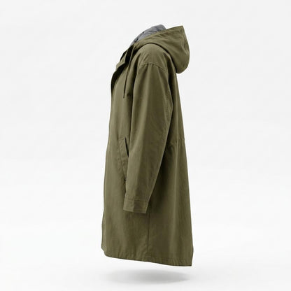 Lederjacken Outlet24 - Kanet | Langgeschnittener Kapuzen- Mantel Damen