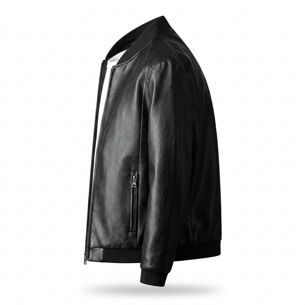 Lederjacken Outlet24 - Cetus | Glatte Gefütterte Lederjacke Herren