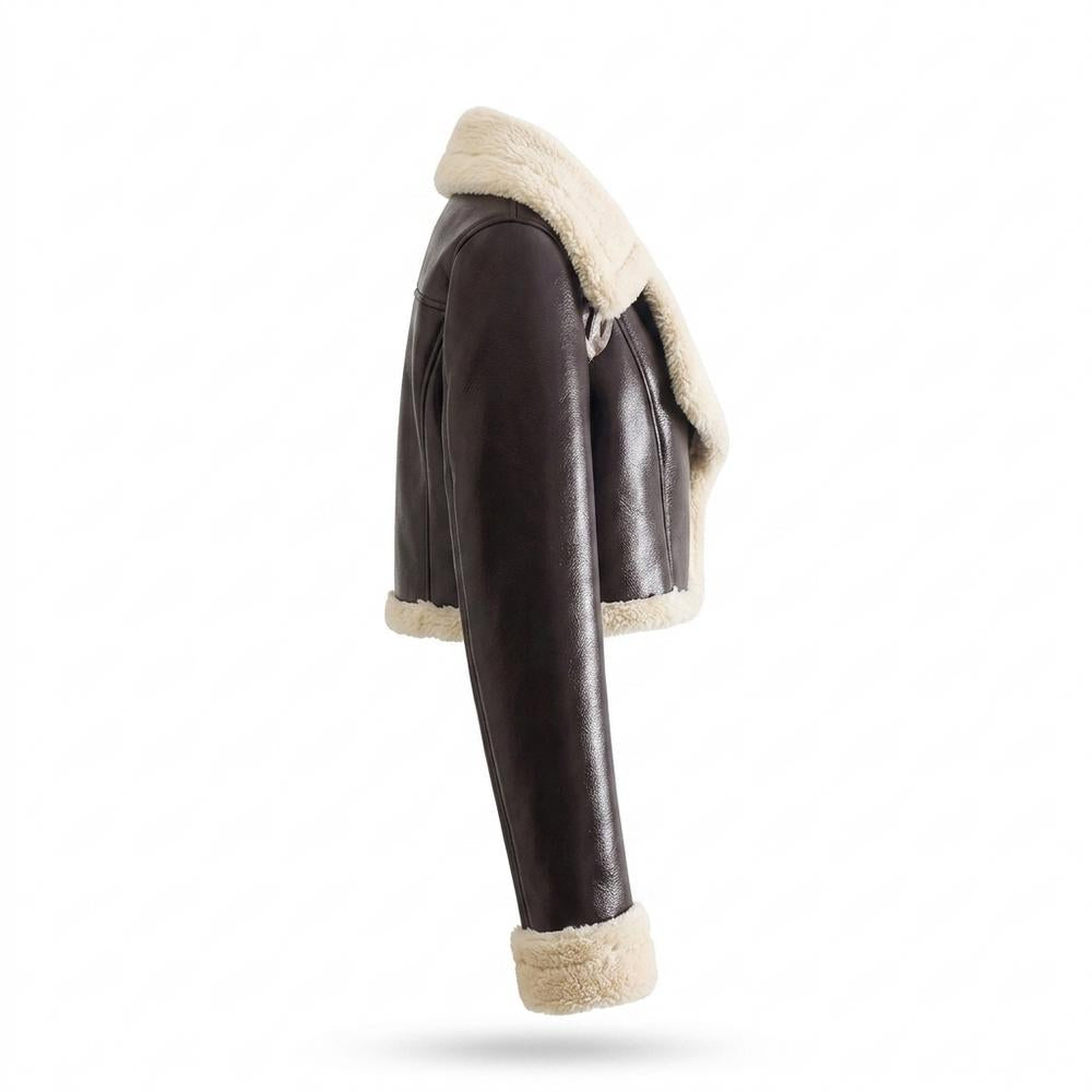 Lederjacken Outlet24 - Eigam | Gefüttert Kurzgeschnitten Lederjacke Damen