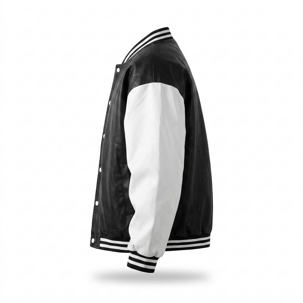 Lederjacken Outlet24 - Rabit | Zweifarbige Geknöpfte Lederjacke Unisex